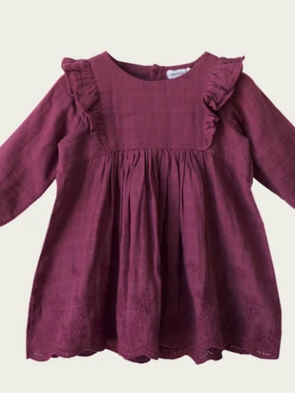 Jamie Kay Plum Long-Sleeve Ruffle Yoke Dress